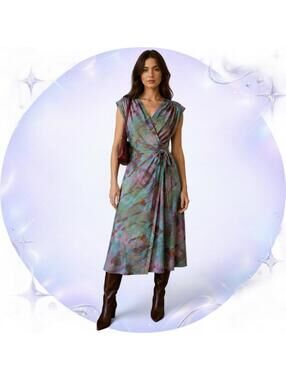 Vintage Winchester London Abstract Wrap Midi Dress Size 38